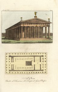 Höjd och plan över Zeustemplet eller Jupiter vid berget Olympen av Antoine-Chrysostome Quatremère de Quincy