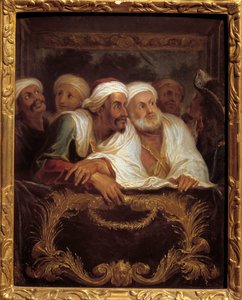 Marockansk ambassadör Mohamed Temin närvarade vid en show i en loge av den italienska komedin i Paris i februari 1682 Målning av Antoine Coypel (1661-1722) 1600-talets sön. 0,28x0,22 m av Antoine Coypel