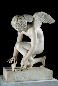 Amor eller "Love taking a butterillon" Marmorskulptur av Antoine Denis Chaudet (1763-1810) 1817 Paris, Louvren
