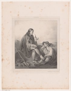 Rörrökning man och pojke i landskap av Antoine Franciscus Cornelis Hoffmann