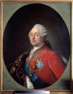 Porträtt av Ludvig XVI (1754-1793), kung av Frankrike. Målning från verkstaden av Antoine Francois (Antoine-Francois) Callet (1741-1823). 1786. Dim. 0,915 x 0,730 m. Paris, Musée Carnavalet