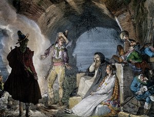 Robbers den, av Jean-Baptiste-Antoine Thomas (1791-1834) från Un an a Rome, litografi
