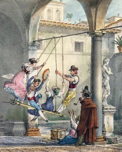 Swing, gravyr av Antoine Jean-Baptiste Thomas (1791-1834) från Un an a Rome et dans ses environs (Ett år i Rom och i dess omgivningar), Frankrike