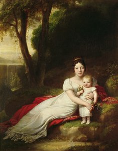 Hortense Eugenie de Beauharnais (1783-1837), drottning av Holland, med sin son Charles Louis Napoleon Bonaparte (1808-73), den blivande Napoleon III