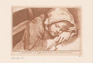 sovande tjej av Antoine Joseph Dezallier d