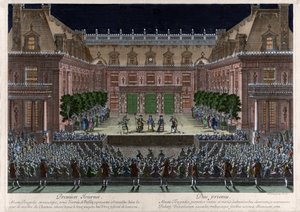 Representation, på marmorgården till slottet i Versailles, d