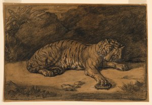 En tiger och en sköldpadda av Antoine Louis Barye