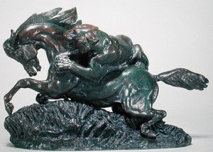 Häst överraskad av en tiger (brons) av Antoine Louis Barye