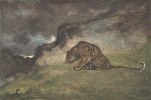 Leopard tittar på orm, 1810-75. av Antoine Louis Barye