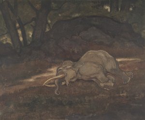 Sovande elefant, 1810-75. av Antoine Louis Barye