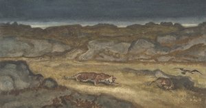 Tiger Stalking Prey, . av Antoine Louis Barye