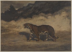Tiger som går till vänster (wc på papper) av Antoine Louis Barye