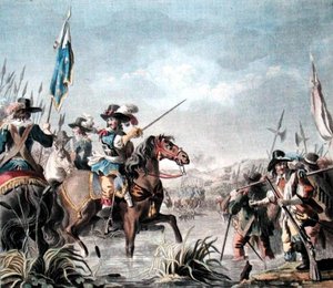 Victory of Staffarda (1690), graverad av Jean Baptiste Morret (fl.1790-1820) av Antoine Louis Francois (after) Sergent Marceau