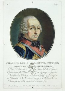 Charles-Louis-Auguste Fouquet (1684-1761) från "Porträtt av stora män, illustra kvinnor och minnesvärda ämnen i Frankrike", publicerad 1787-92 av Antoine Louis Francois Sergent Marceau
