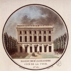 Maison de Monsieur Alexandre, sidogård, Paris. I prittoresque utsikt över huvudbyggnaderna i Paris av sergeant av Antoine Louis Francois Sergent Marceau