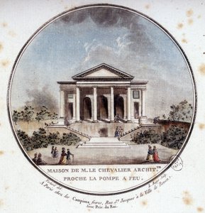 House of Monsieur le Chevalier, arkitekt, Paris. I pristoresque utsikt över huvudbyggnaderna i Paris av sergeant av Antoine Louis Francois Sergent Marceau