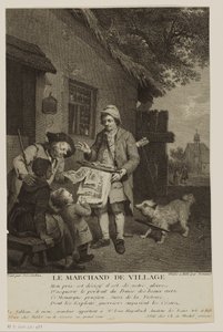Ambulerande trycksakssäljare i en by Le Marchand de Village (titel på objekt) av Antoine Louis Romanet