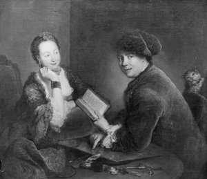 Porträtt av kopparstickaren Georg Friedrich Schmidt och hans hustru Dorothea Luise, född Videbant av Antoine Pesne