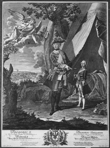 Fredrik II (1712-86) och hans brorson Fredrik Vilhelm II (1744-97), graverade av Johann Probst (1673-1750) av Antoine Pesne