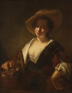 Flicka med en korg grönsaker av Antoine Pesne