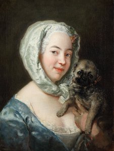 Marie de Rège, född Pesne, med en mops av Antoine Pesne