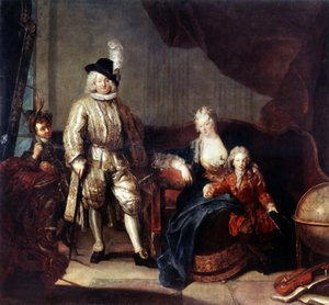 フォン・エルラッハ男爵とその家族の肖像。 Antoine Pesne (1683-1757) による絵画、1710 年頃。キャンバスに油彩。 ドイツのバロック様式の芸術。 エルミタージュ美術館、サンクトペテルブルクスウェーデン語 av Antoine Pesne