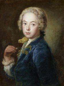 Vollrat (?) de Rège, konstnärens sonson, med en kanariefågel av Antoine Pesne