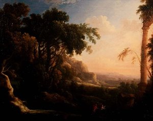 Pan och Syrinx i ett arkadiskt landskap av Antoine Pierre the Younger Patel