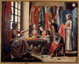 En syverkstad i Arles 1760 Målning av Antoine Raspal (1738-1811) 1760 Arles, Musee Reattu