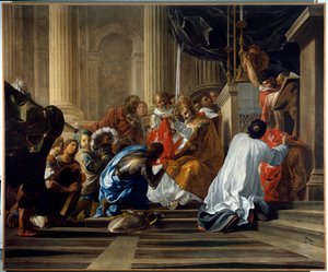 Första korståget: "" Raymond IV av Toulouse, dit Raymond de Saint Gilles, greve av Toulouse och Tripoli (Raymond I) (1042-1105) tar korset"" Målning av Antoine Rivalz (1667-1735) Toulouse. Musée des Augustins