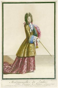 Mademoiselle de Loube, Madames tärna, i jaktklänning. (titel på objekt)