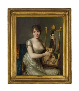 Porträtt av Madame Larmoyer, trekvartslängd, med en lyra
