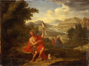 Johannes Döparen i öknen som indikerar Kristus, floden Jordan bortom, 1759