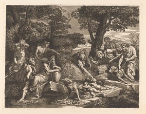 Romulus och Remus hittade av herdar av Antoinette Bouzonnet