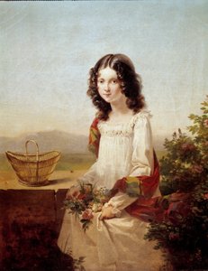 Porträtt av Lise Aubin de Fougerais Målning av Hortense Haudebourg Lescot (1784-1845) 1817 Sön. 0,4x0,32m.