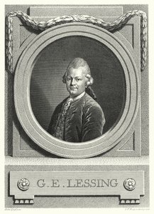 Gotthold Ephraim Lessing, tysk upplysning; filosof, författare och dramatiker (gravyr) av Anton (after) Graff