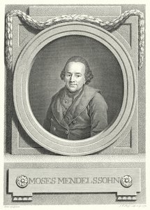 Moses Mendelssohn, tysk judisk filosof (gravyr) av Anton (after) Graff