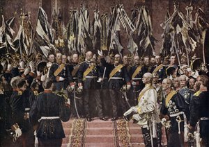 Kung Wilhelm I av Preussen utropade till kejsare av ett enat Tyskland, Versailles, Frankrike av Anton Alexander von (after) Werner