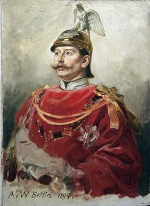Guillaume II Porträtt av tyska kejsaren Wilhelm II (1859-1941), kung av Preussen par Werner, Anton von (1843-1915). Olja på kartong, storlek: 32x22,5