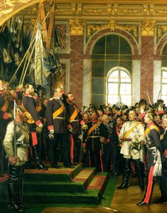 Proklamationen av Wilhelm som kejsare av det nya tyska riket i spegelsalen i Versailles den 18 januari 1871, målad 1885 (se även 153620).