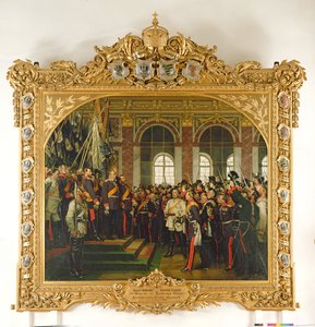 Proklamationen av Wilhelm som kejsare av det nya tyska riket, i Spegelsalen i Versailles den 18 januari 1871, målad 1885 (se även 153620)