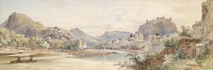 Tyska: Panorama över staden Salzburg med fästningen Hohensalzburg av Anton Altmann