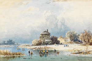 Ett vadställe under en molnig himmel av Anton Doll