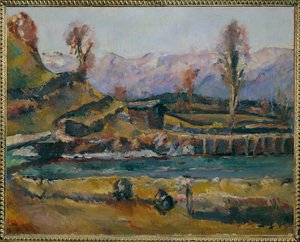 Landskap nära Maishofen, Österrike (målning på duk)