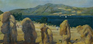 Attersee landskap med korn mandel av Anton Josef von Kenner