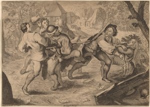 Bönder slåss av Anton Joseph Prenner after Pieter Bruegel the Elder