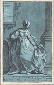 Kvinna som sitter i rummet Melankoli, 1726.