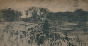 En skiss över en herde och hans hjord, 1800-talet av Anton Mauve