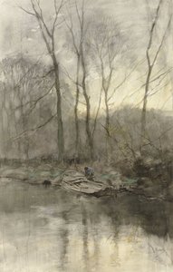 Skogskant vid vattnet av Anton Mauve