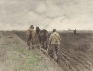 Bonde bakom plogen av Anton Mauve